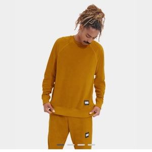 NWT UGG Sweatshirt: Teakwood Mustard Terry, Crewneck, Raglan Sleeves Front Logo